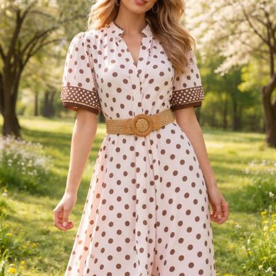 Angelina Lysrosa med brune prikker.